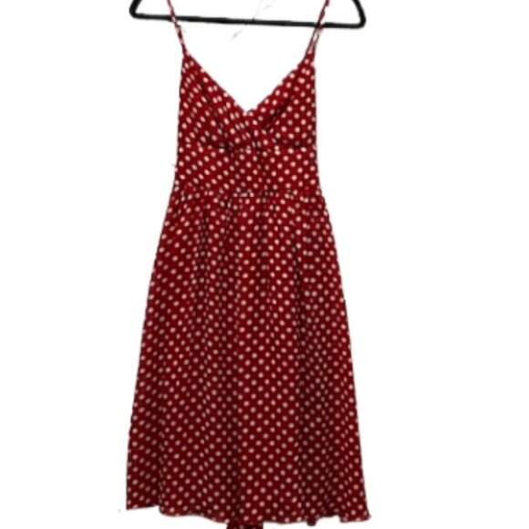 Fire Red & White Polka Dot Vintage Dress Y2K Pinup Sundress Dance EUC Rockabilly - Picture 2 of 6